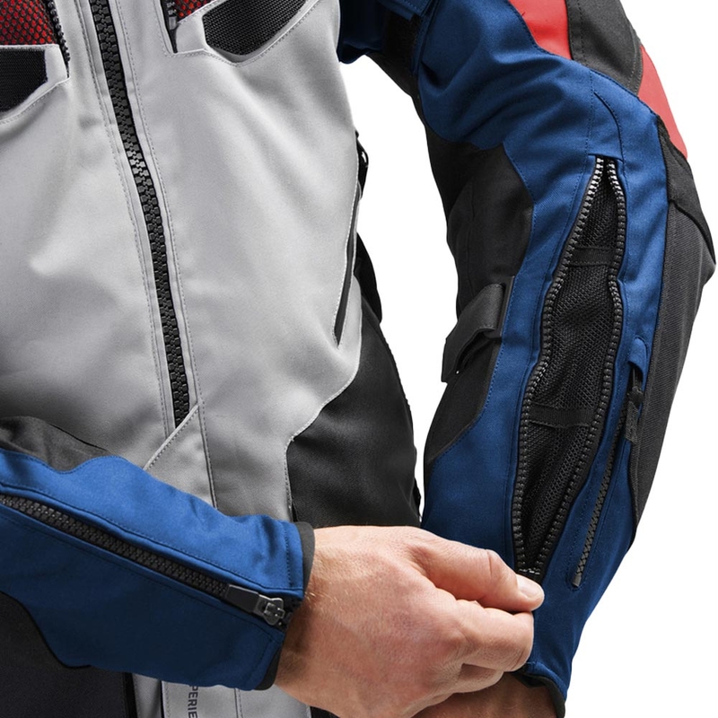 Bunda na motorku Rebelhorn Hiker IV světle šedo-modro-červená