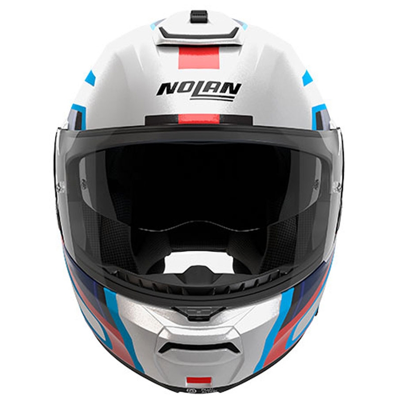 Výklopná helma na motorku Nolan N100-6 Radiante N-COM 358 bílo-šedo-modrá