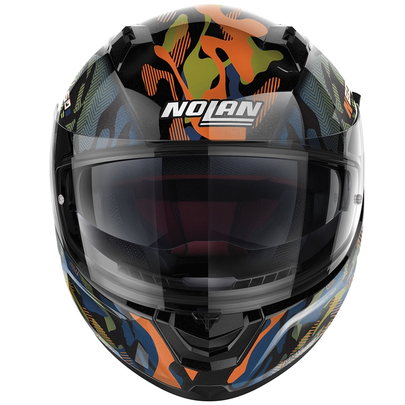 Integrální helma na motorku Nolan N60-6 Foxtrot 34 černo-oranžovo-modrá