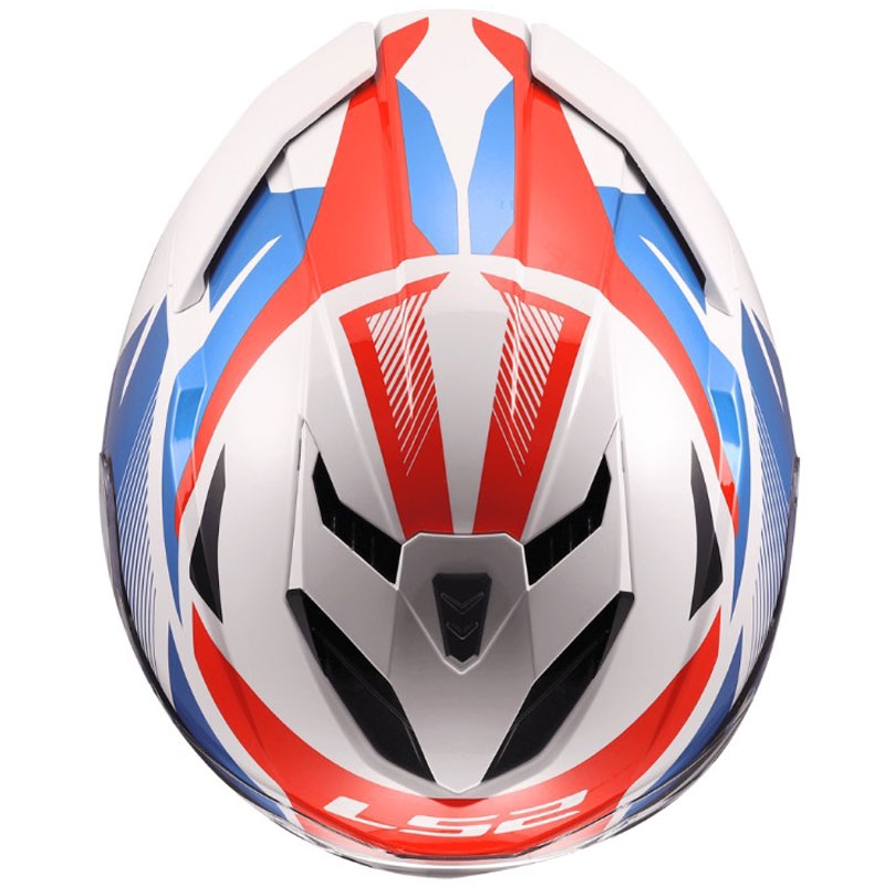 Integrální helma na motorku LS2 FF818 Storm III Komai lesklá bílo-modro-červená