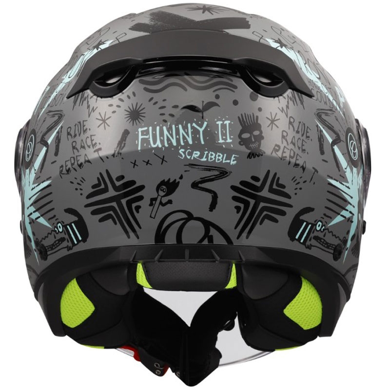 Dětská otevřená přilba na motorku LS2 OF622 Funny II Scribble lesklá šedo-modrá
