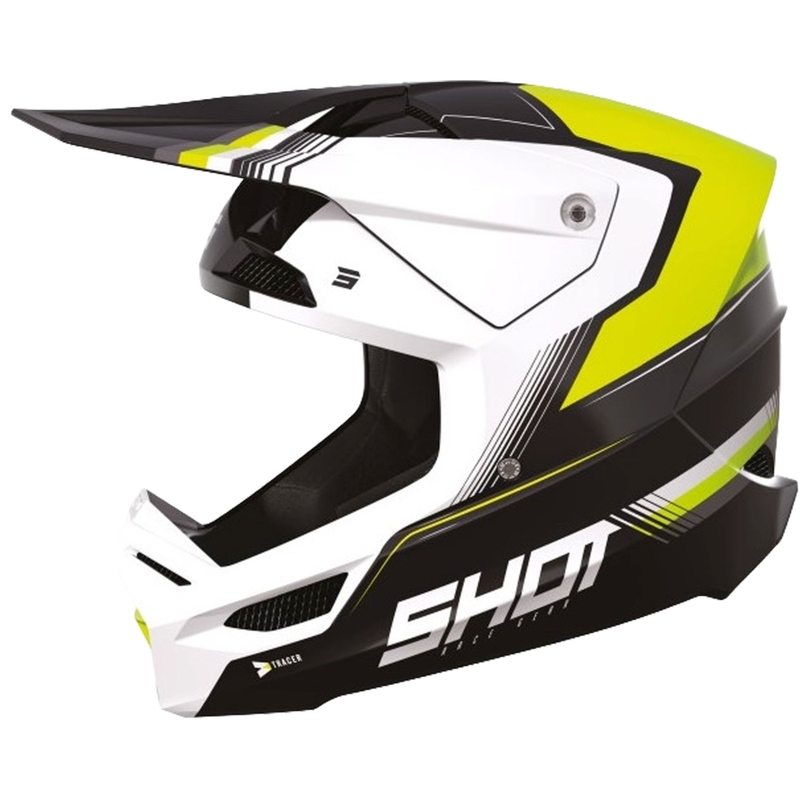 Dětská motokrosová přilba Shot Race Tracer bílo-černo-fluo žlutá výprodej