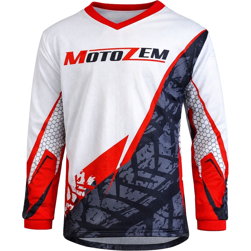 Dětský motokrosový dres MotoZem Ground MX bílo-černo-červený