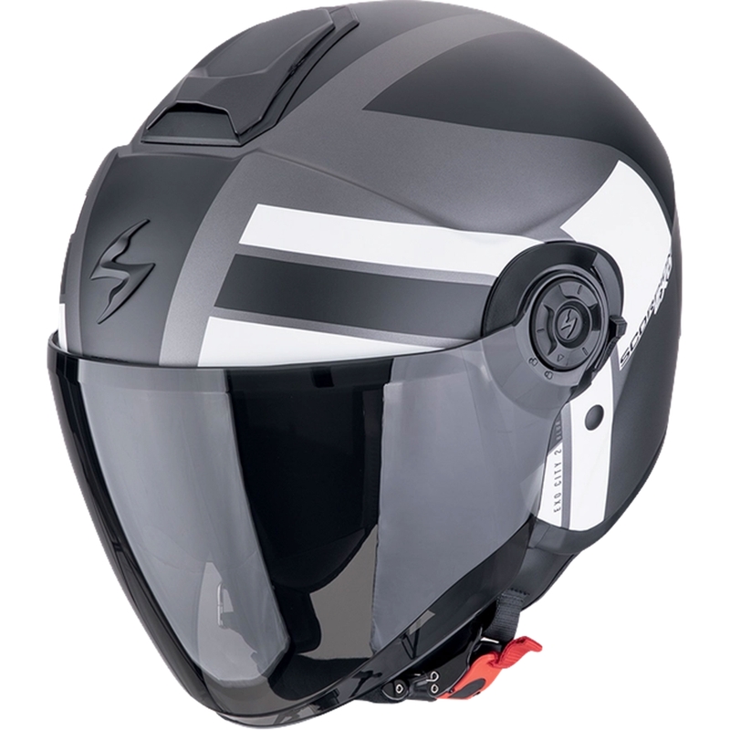 Otevřená helma na motorku Scorpion EXO-CITY II BLUR matná stříbrno-černo-bílá výprodej
