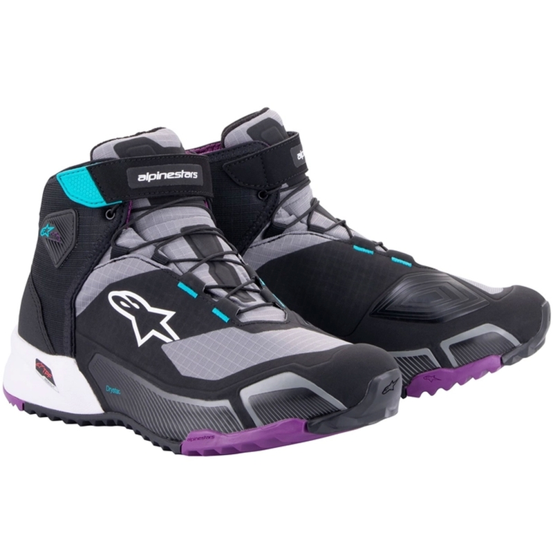 Dámské boty na motorku Alpinestars Stella CR-X Drystar černo-šedo-fialovo-tyrkysové