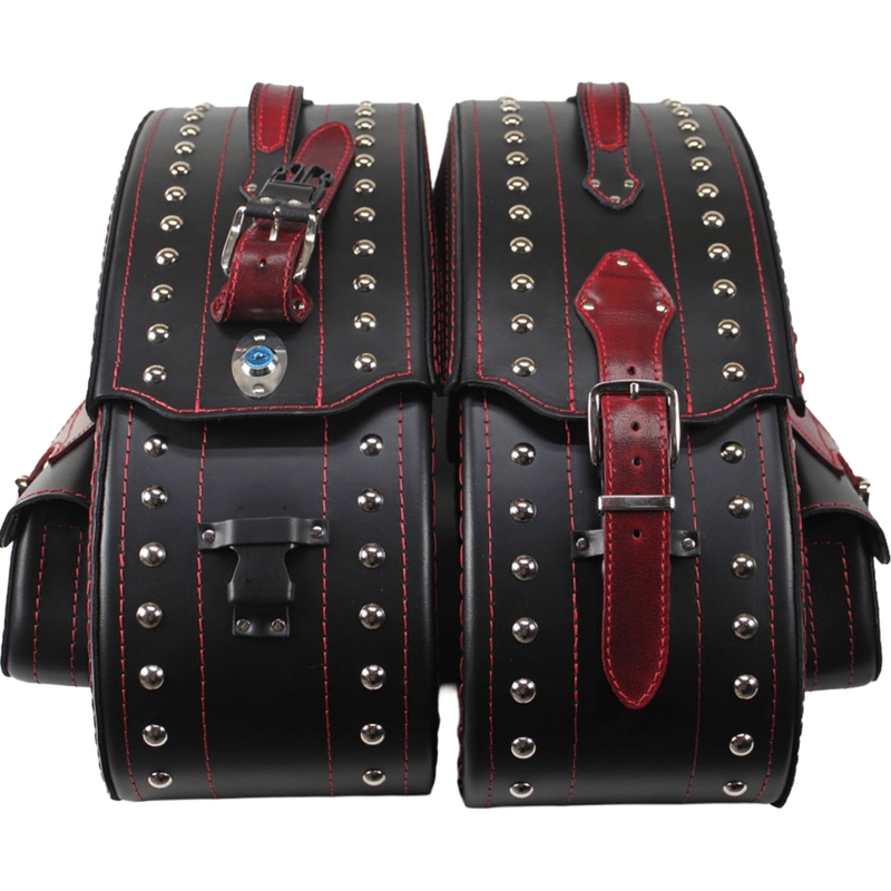 Kožené brašny na motorku s nýty RSA S261B černo-červené
