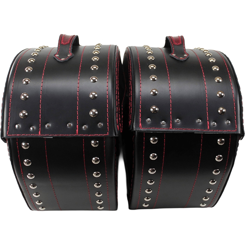 Kožené brašny na motorku s nýty RSA S261B černo-červené