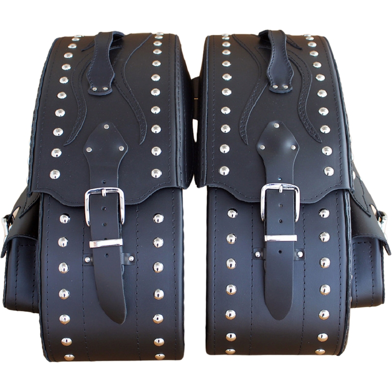 Kožené brašny na motorku s nýty RSA S266B černé