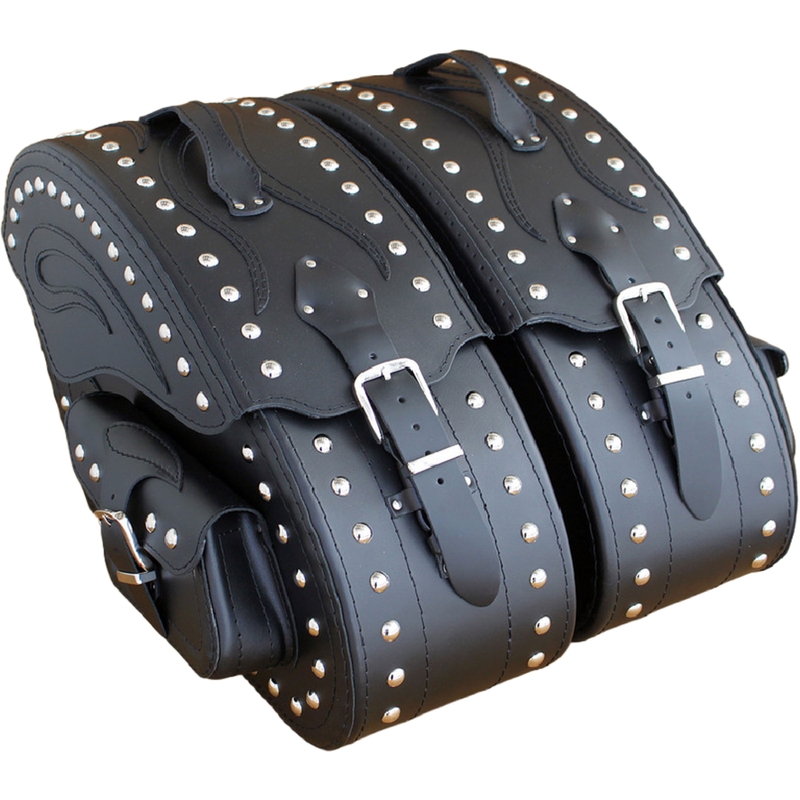 Kožené brašny na motorku s nýty RSA S266B černé