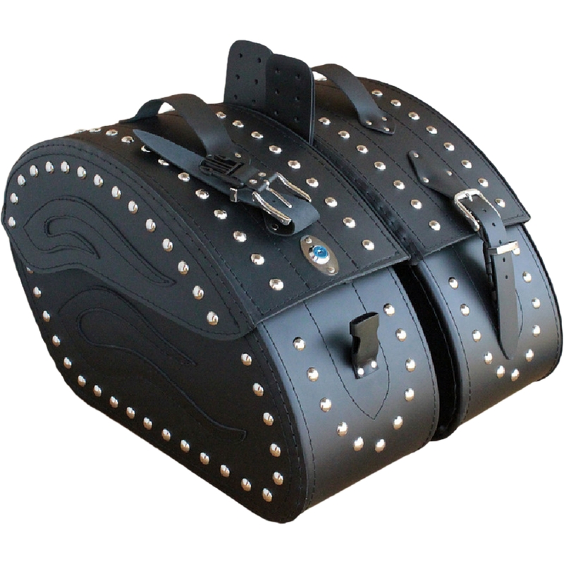 Kožené brašny na motorku s nýty RSA S263B černé