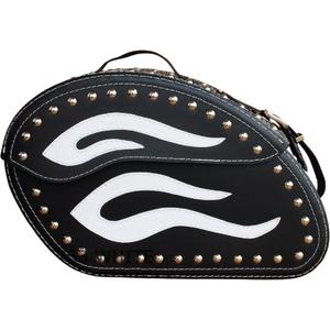 Kožené brašny na motorku s nýty RSA S263B černo-bílé