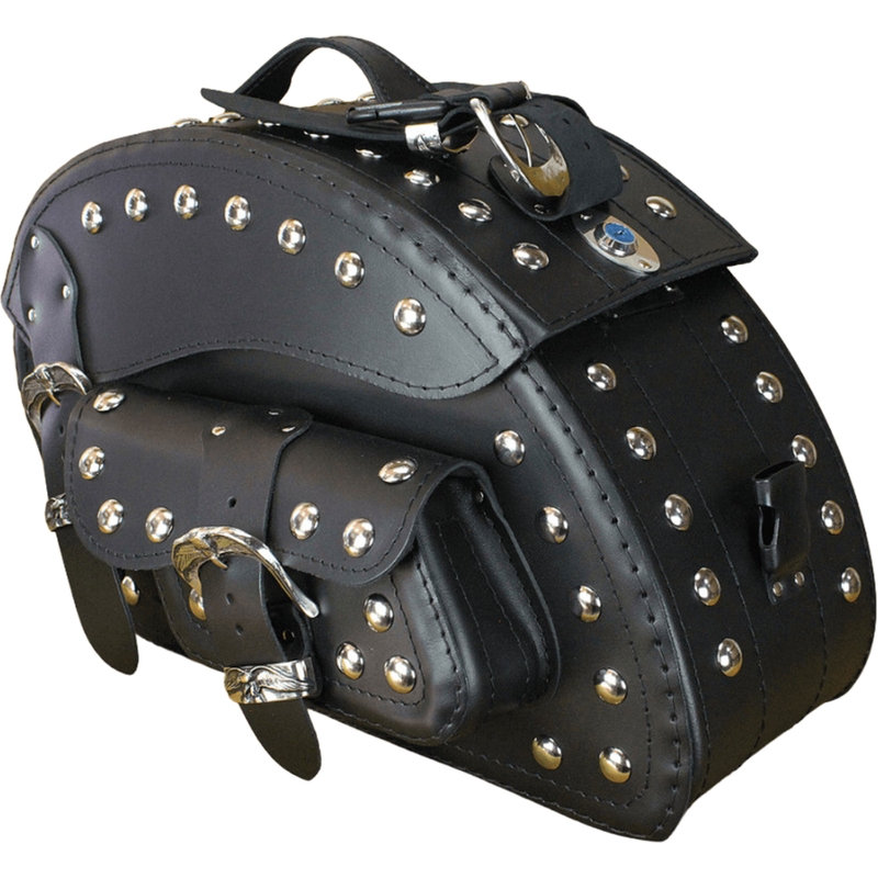 Kožené brašny na motorku s nýty RSA S162B černé