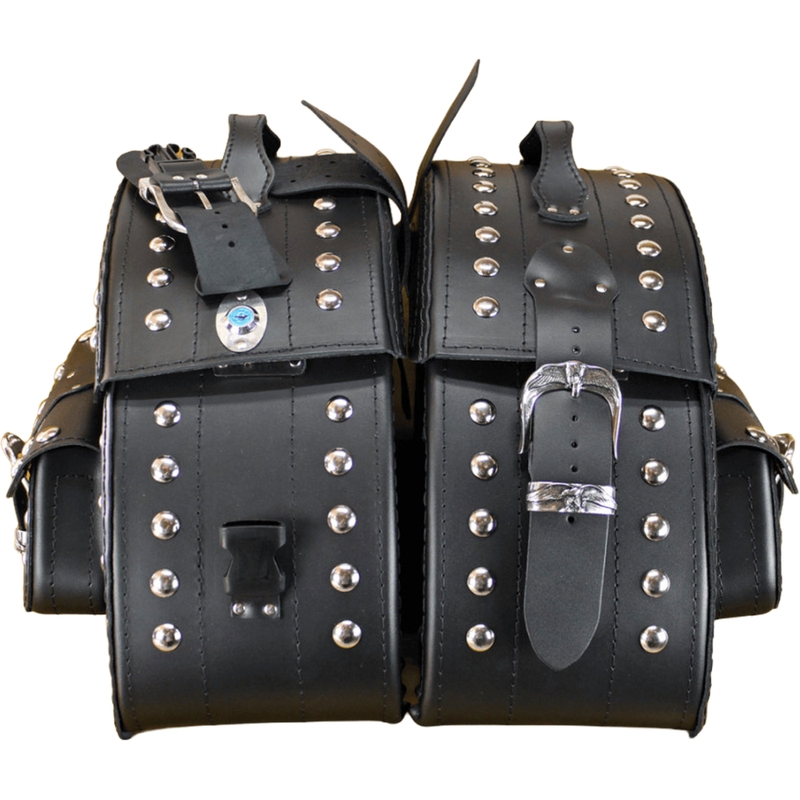 Kožené brašny na motorku s nýty RSA S162B černé