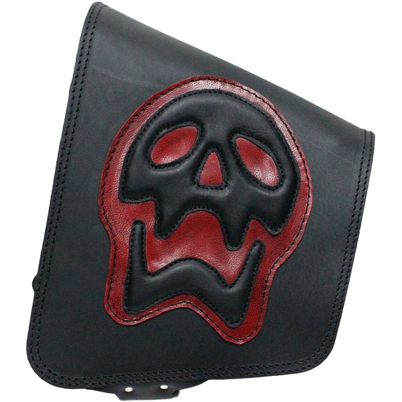 Kožená brašna na motorku RSA S493 Skull H-D Softail černo-červená
