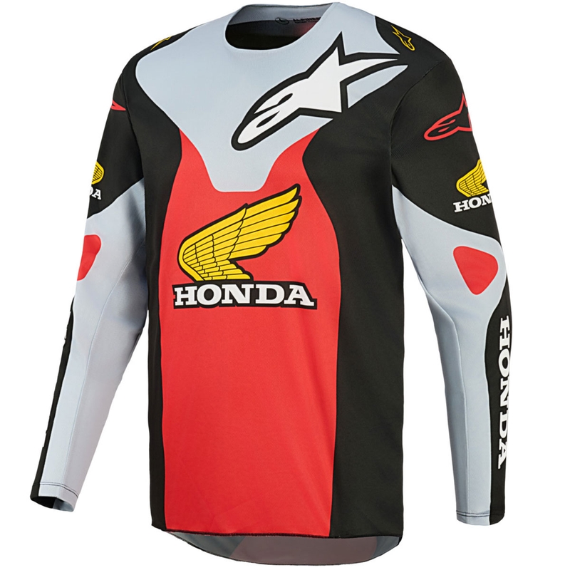 Motokrosový dres Alpinestars Racer Veil Honda černo-šedo-červeno-žlutý