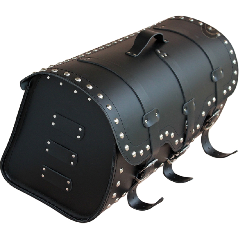 Kožený kufr na motorku se zámkem a nýty RSA K165 černý