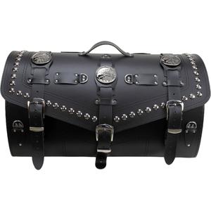 Kožený kufr na motorku se zámkem a nýty RSA K183 černý