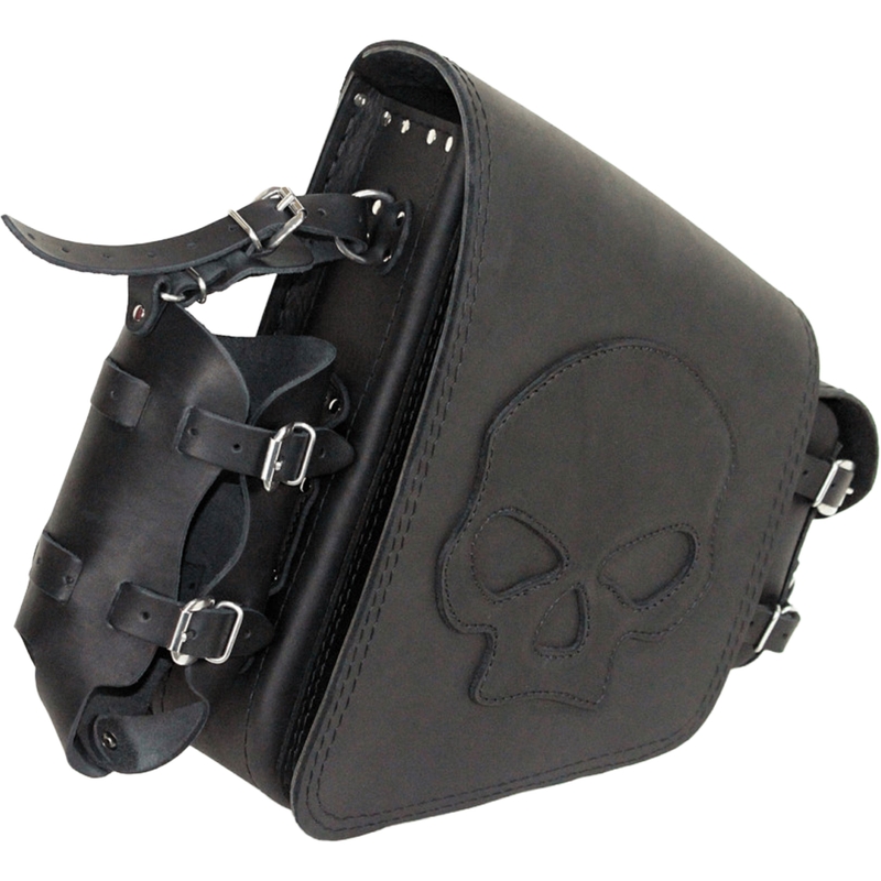 Kožená brašna na motorku RSA S494 Skull H-D Softail černá