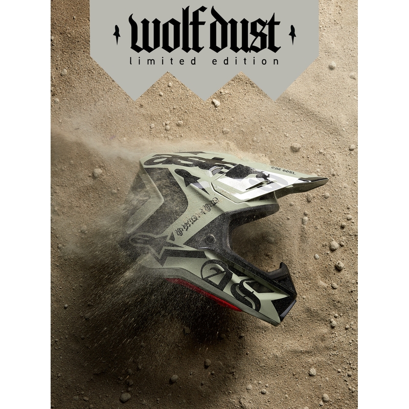 Motokrosová helma Alpinestars Supertech S-M7 limitovaná edice Wolf Dust pískovo-černá