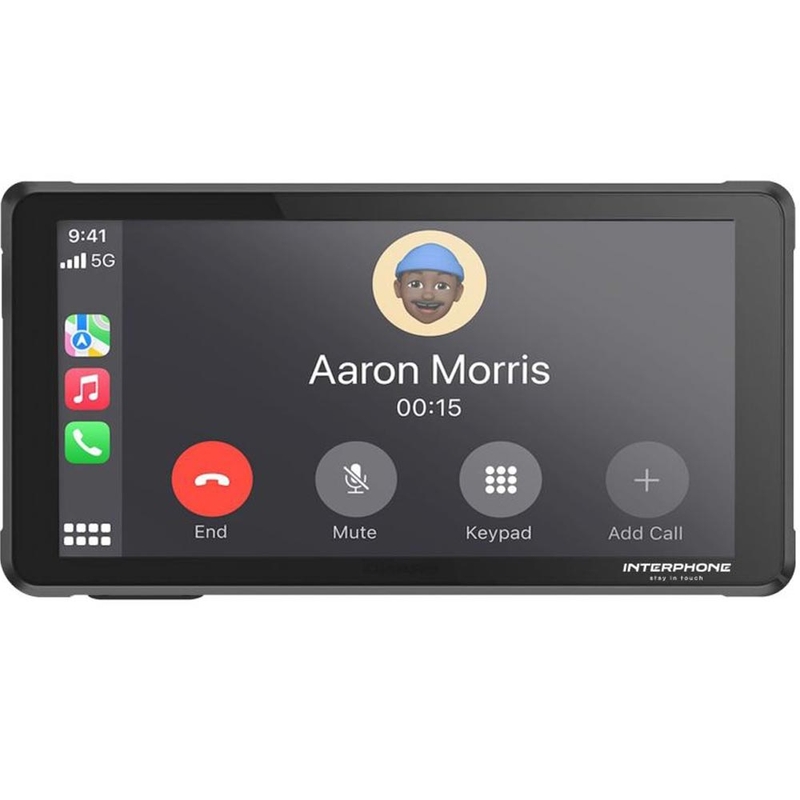 Displej pro zrcadlení telefonu na motorku s ochranným sklem Interphone RideSync černý