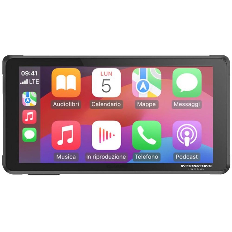 Displej pro zrcadlení telefonu na motorku s ochranným sklem Interphone RideSync černý