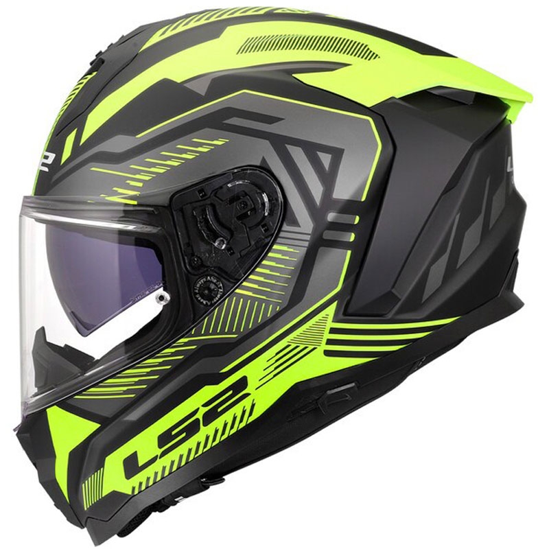 Integrální helma na motorku LS2 FF817 Challenger II Dravix matná H-V žlutá