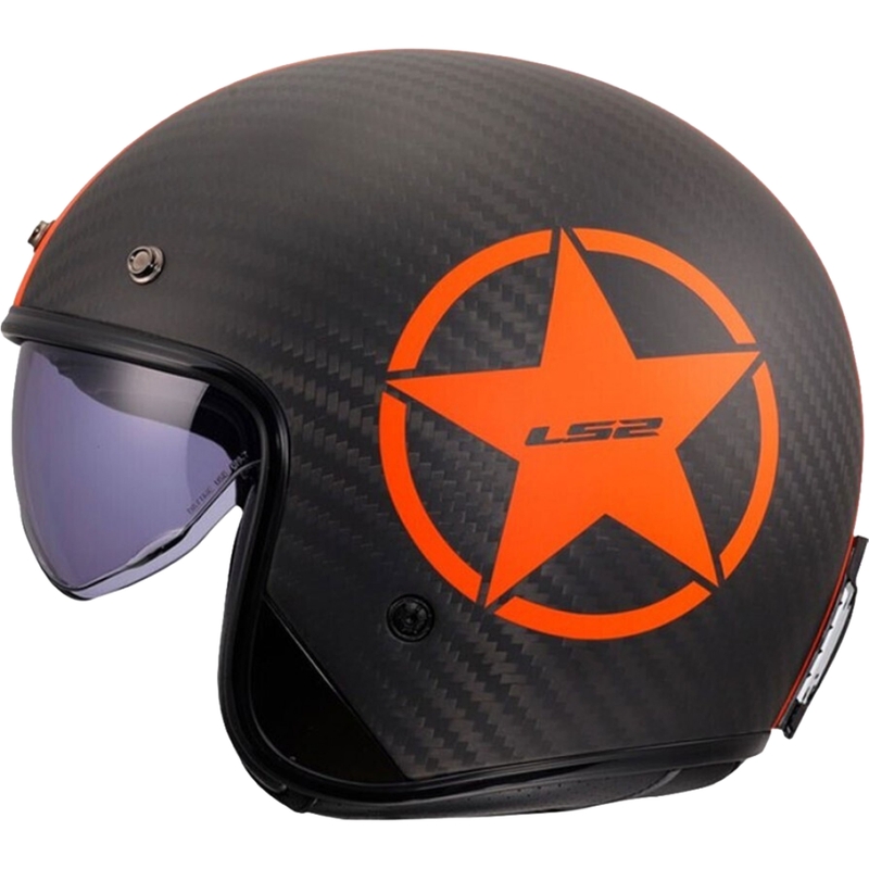 Otevřená přilba na motorku LS2 OF601 Bob II Carbon Star matná oranžová