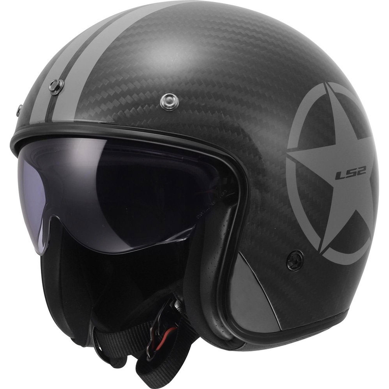 Otevřená přilba na motorku LS2 OF601 Bob II Carbon Star lesklá šedá