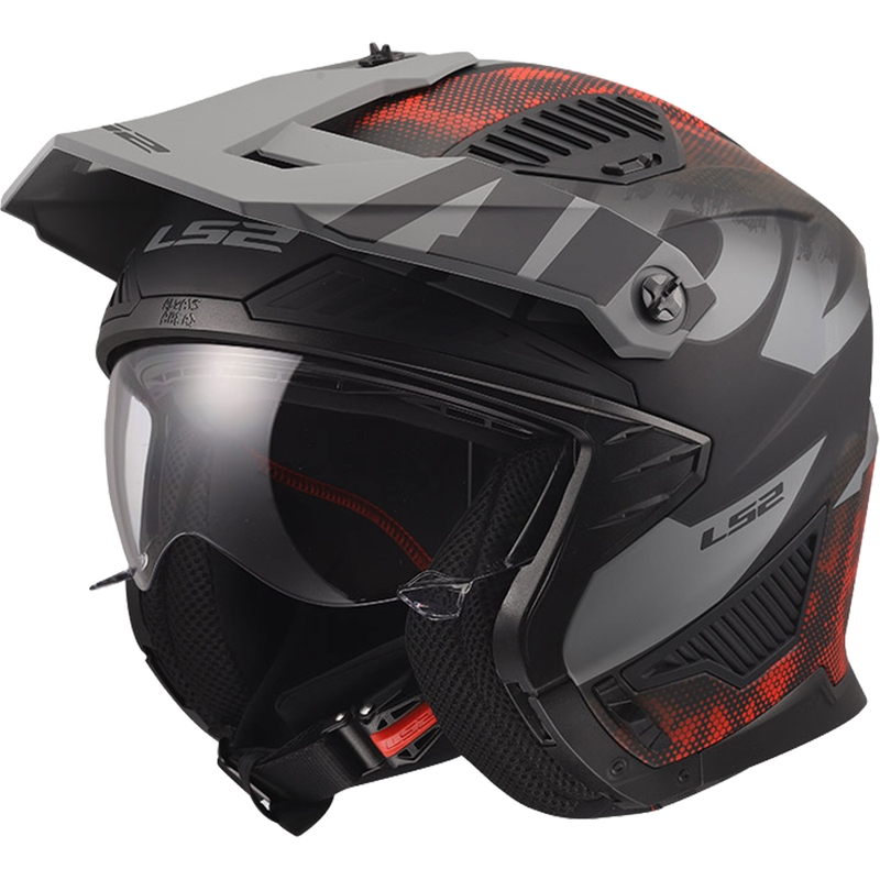 Trial helma na motorku LS2 OF606 Drifter Gas matná šedo-červená