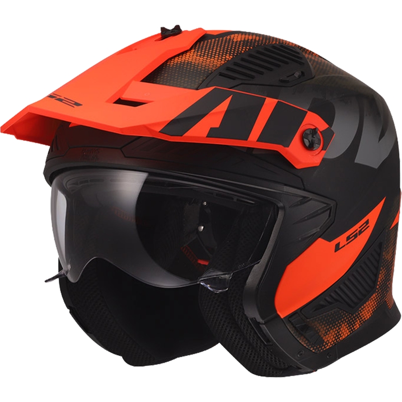 Trial helma na motorku LS2 OF606 Drifter Gas matná šedo-oranžová