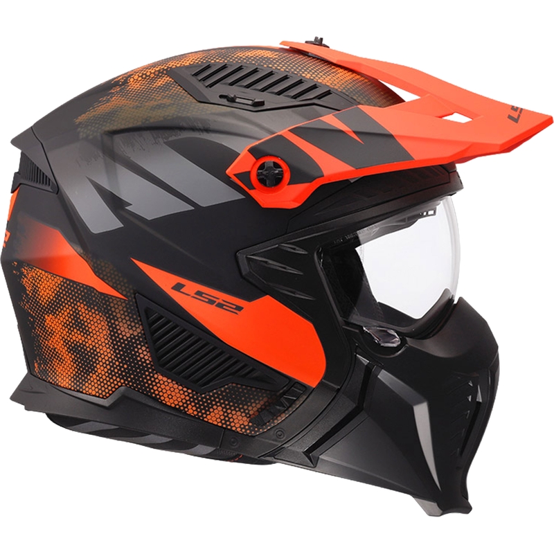 Trial helma na motorku LS2 OF606 Drifter Gas matná šedo-oranžová