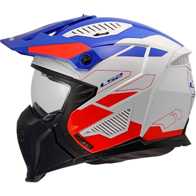 Trial helma na motorku LS2 OF606 Drifter Gas lesklá bílo-modro-červená