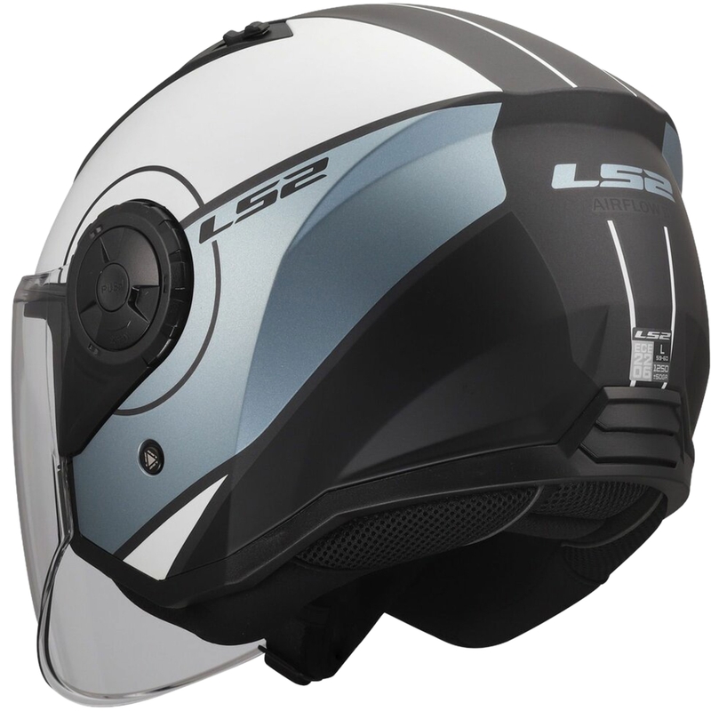 Otevřená helma na motorku LS2 OF616 Airflow II Cover matná šedo-modrá