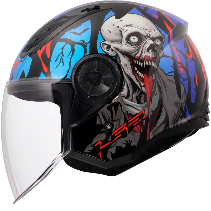 Otevřená helma na motorku LS2 OF616 Airflow II Zombie lesklá černo-červeno-modrá