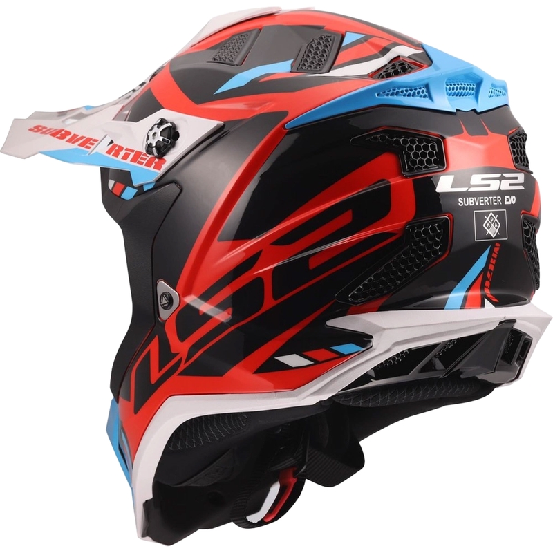 Motokrosová helma LS2 MX700 Subverter Evo II Stomp lesklá bílo-modro-červená