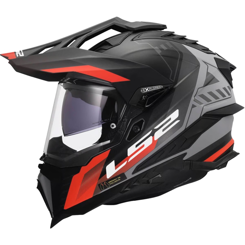 Enduro helma LS2 MX701 Explorer Hexa matná černo-červeno-šedá