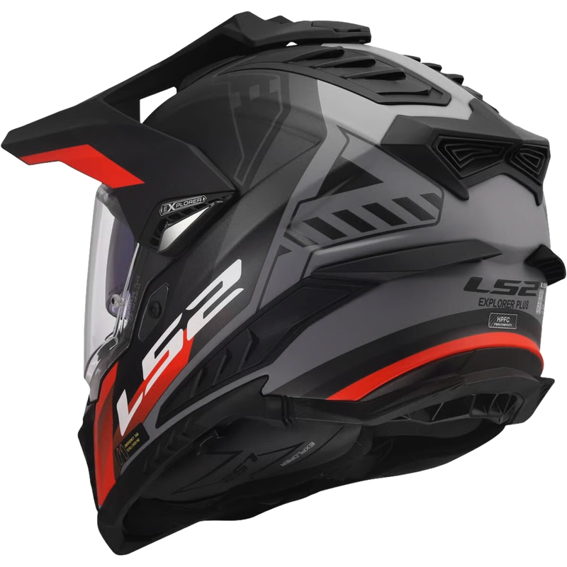 Enduro helma LS2 MX701 Explorer Hexa matná černo-červeno-šedá