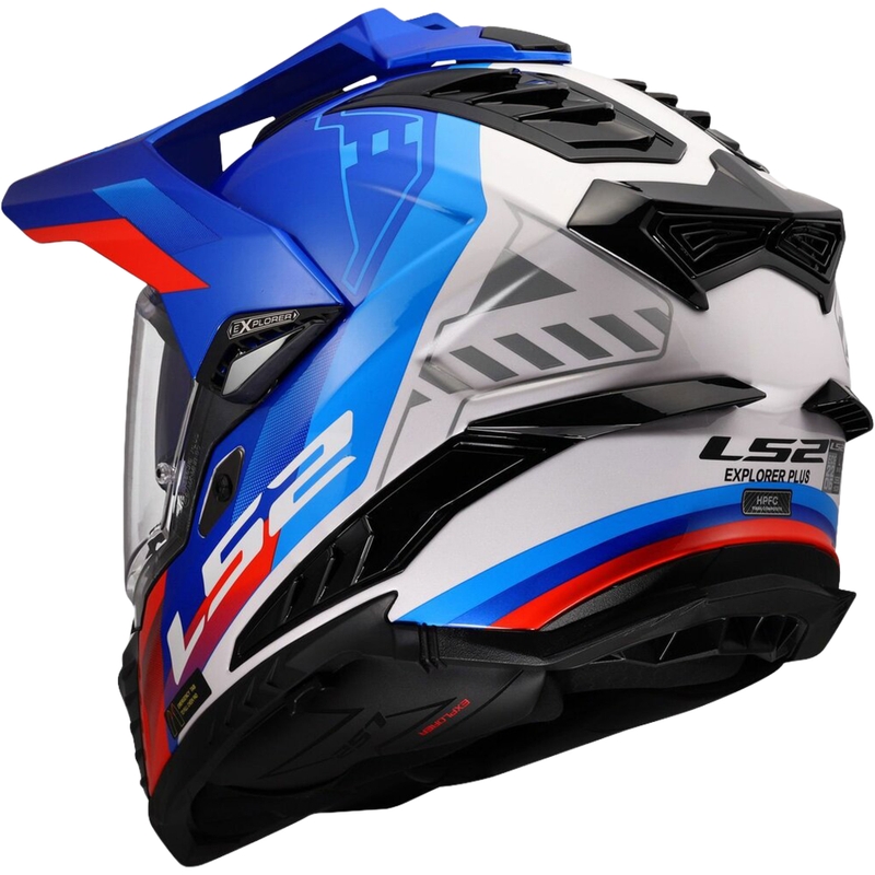 Enduro helma LS2 MX701 Explorer Hexa lesklá bílo-modro-červená