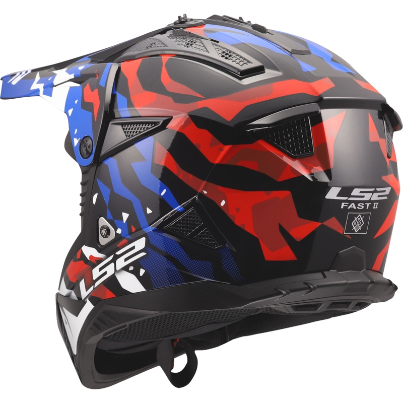 Motokrosová helma LS2 MX708 Fast II Grotesk lesklá bílo-modro-červená
