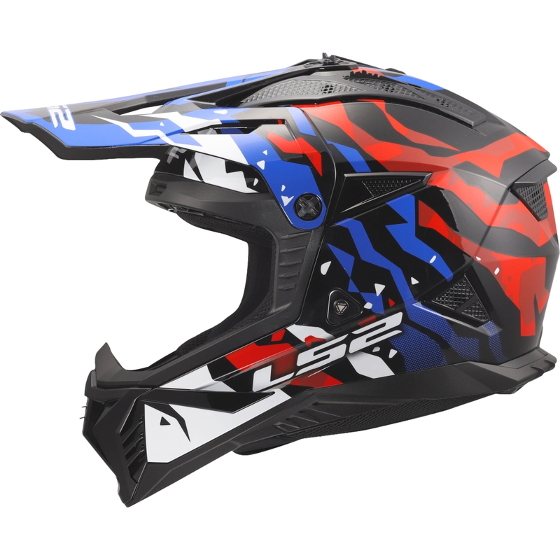 Motokrosová helma LS2 MX708 Fast II Grotesk lesklá bílo-modro-červená
