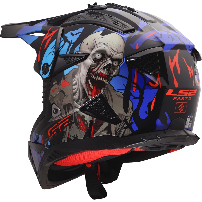 Motokrosová helma LS2 MX708 Fast II Zombie II lesklá černo-červeno-modrá
