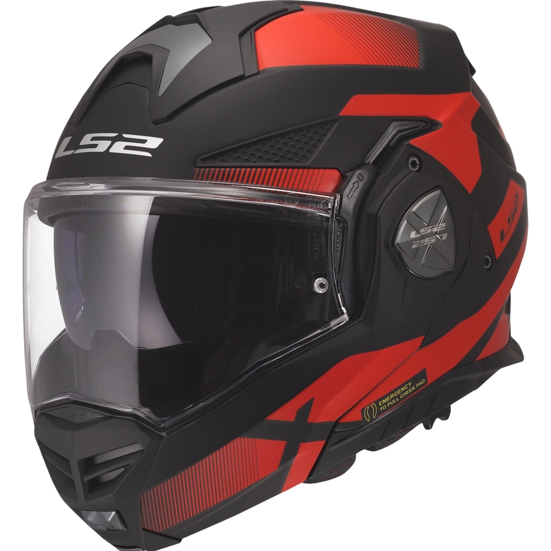 Překlápěcí helma na motorku LS2 FF901 Advant X Nova matná černo-červená