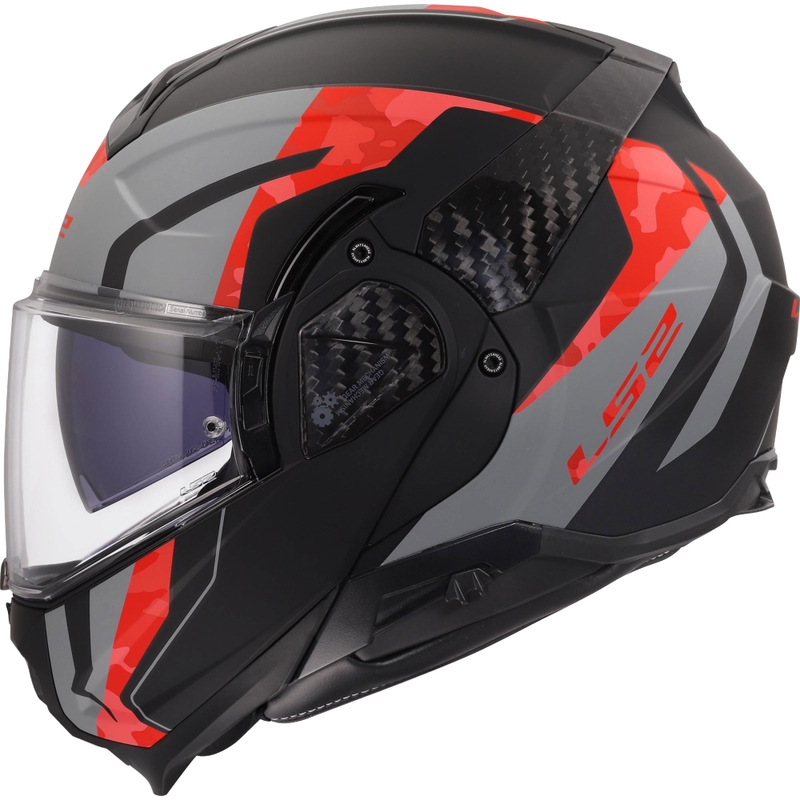 Překlápěcí helma na motorku LS2 FF910 Advant II Glide matná černo-šedo-červená