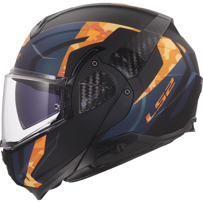 Překlápěcí helma na motorku LS2 FF910 Advant II Glide matná černo-oranžová