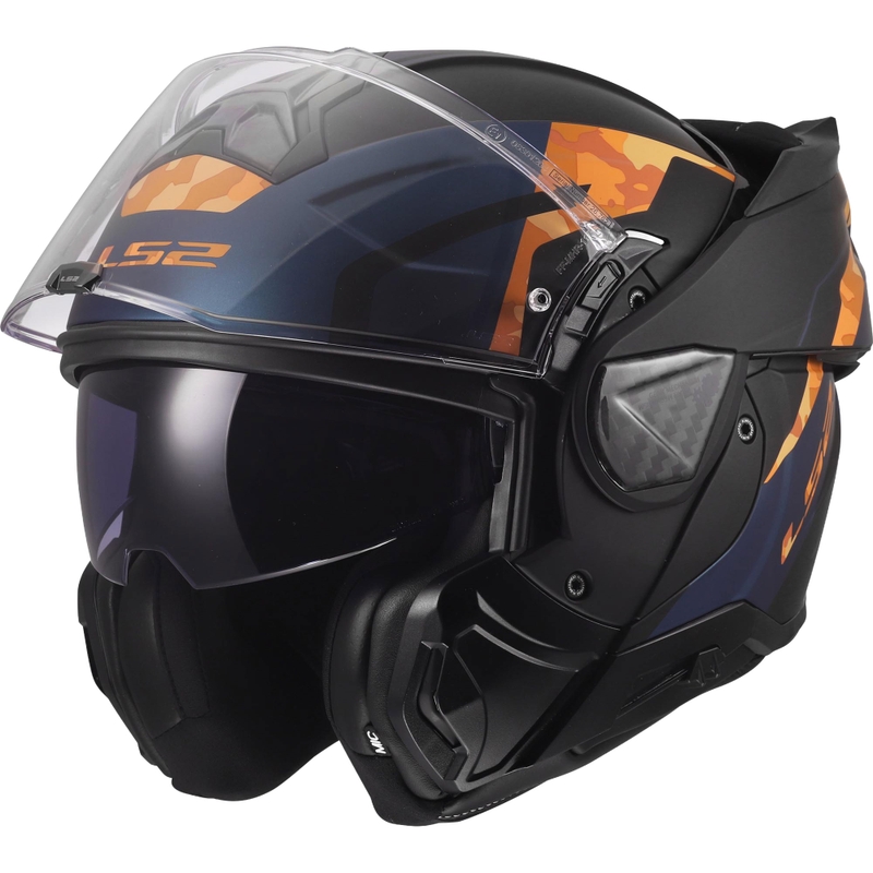 Překlápěcí helma na motorku LS2 FF910 Advant II Glide matná černo-oranžová