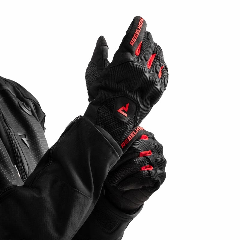 Rukavice na motorku Rebelhorn Core černo-červené