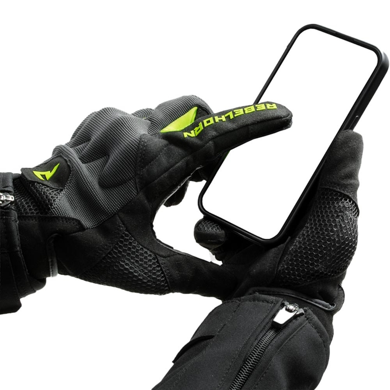 Rukavice na motorku Rebelhorn Core černo-šedo-fluo žluté