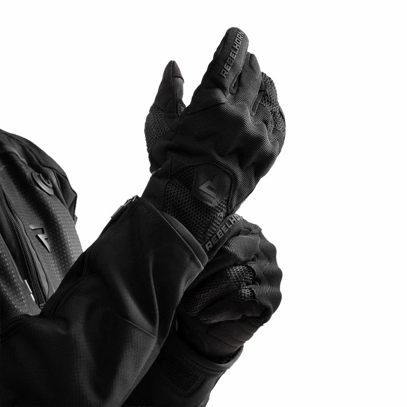 Rukavice na motorku Rebelhorn Core černo-šedo-fluo žluté