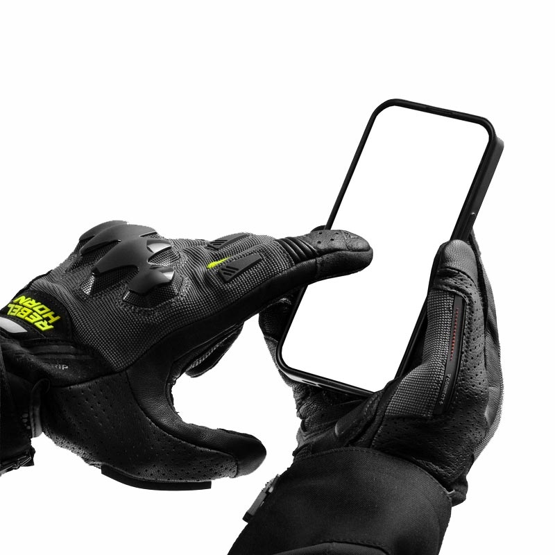 Rukavice na motorku Rebelhorn Defender černo-šedo-fluo žluté