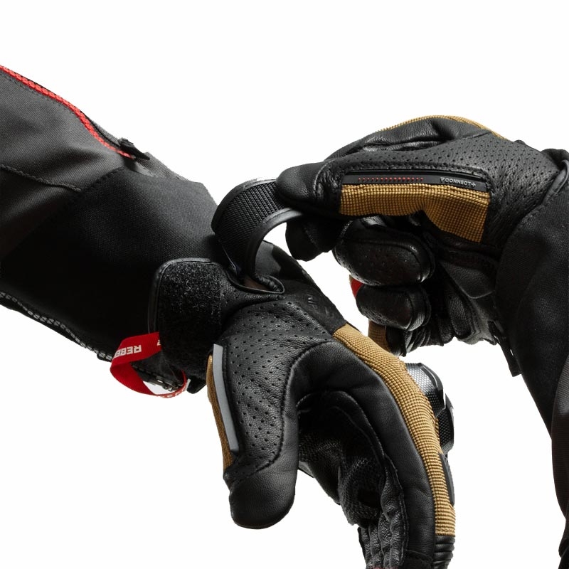 Rukavice na motorku Rebelhorn Defender pískovo-černo-červené